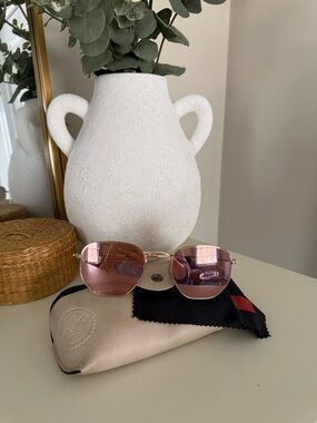 Ray-Ban Pink Lens Gold Frame Women's Sunglasses